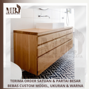 meja wastafel gantung kabinet drawer wastafel kayu