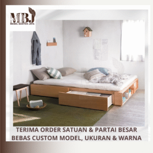 dipan tempat tidur 2 laci kayu solid