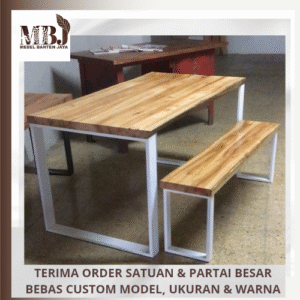 meja makan kayu sisi alami