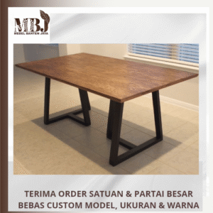 meja makan kayu kaki besi